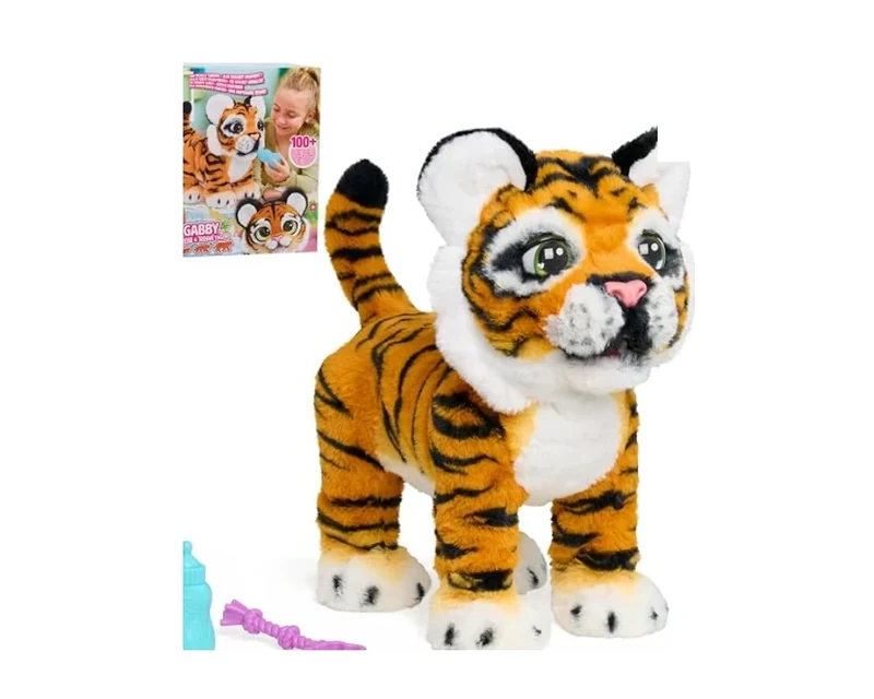 Orange and black furReal Gabby interactive plush tiger