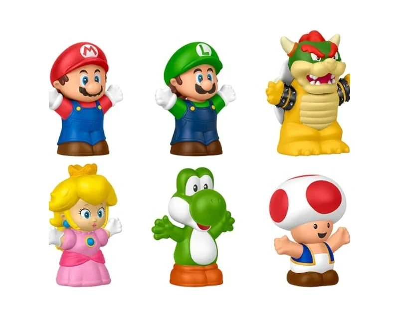 Six Little People My Mario characters arranged in two rows